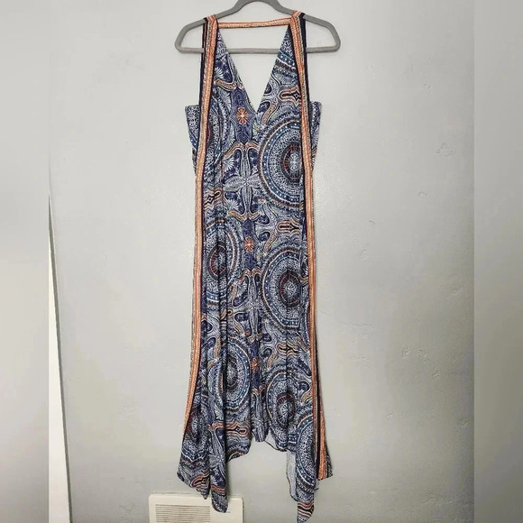 Ramy Brooke Vanna Rope Tie Boho Printed Midi Dress sz Small - Picture 5 of 10